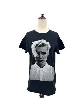 Justin Bieber Purpose Tour Womens XS Top Graphic Distressed Black Short Sleeve